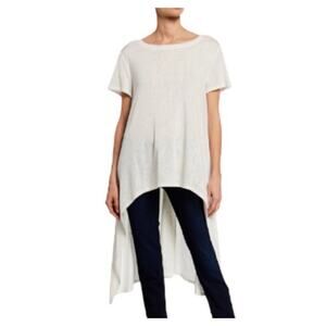 Dubgee High Low White Tunic Top Size Medium Lagenlook Minimalist Lightweight